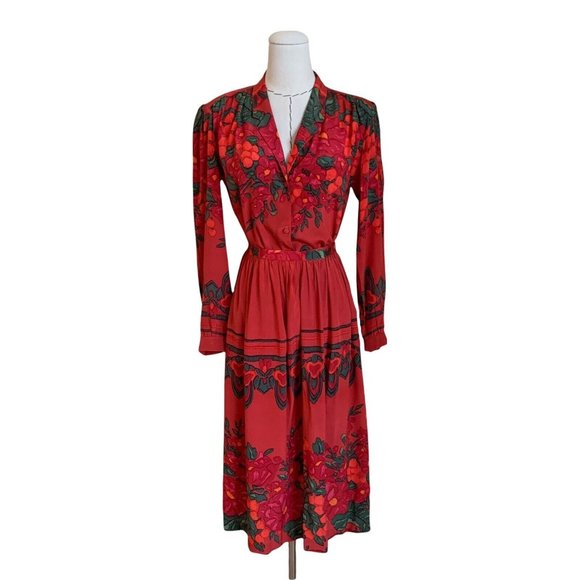 Carole Little Dresses & Skirts - Vtg 80s Carole Little Saint Tropez West Floral Print Silk 2 Piece Set Skirt Top
